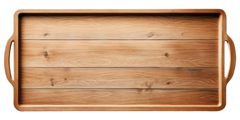 extra long wooden tray isolated on transparent background