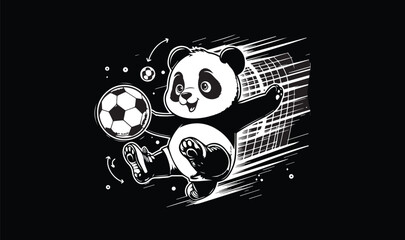 panda logo, football logo, panda playing football