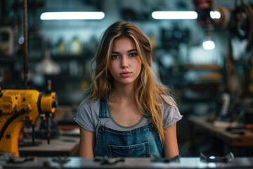 photograph of Woman is working at workshop. Concept of small business. wide angle lens realistic lighting --ar 3:2 --stylize 250 --v 6 Job ID: 5c18cfa9-3ab5-4175-b4f8-4e81c60acebc