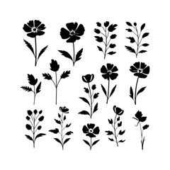 Beautiful violet flower silhouette. Cute icon of violet flower and vector illustration
