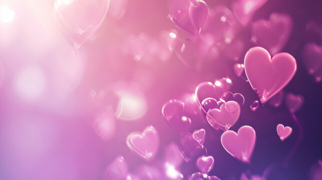 A dreamy haze of floating hearts in shades of pink, capturing the essence of love and Valentine's Day enchantment