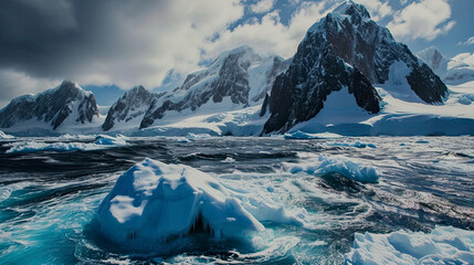 Antarctica, glacier in the mountains