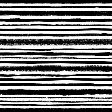 Hand drawn charcoal black grunge striped seamless pattern vector