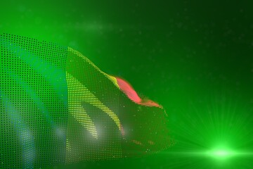 beautiful holiday flag 3d illustration. - hi-tech photo of Chad flag of dots waving on green - soft focus and space for your text