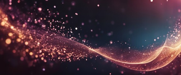 Wave of bright particles. Sound and music visualization.