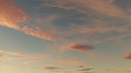 3D-rendered evening sky presenting a soft gradient from warm orange to cool blue tones.