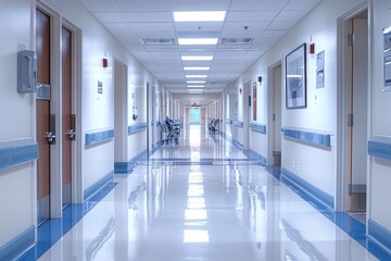 View down hospital corridor
