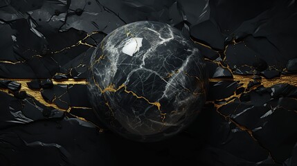 black marble ball - obrazy, fototapety, plakaty