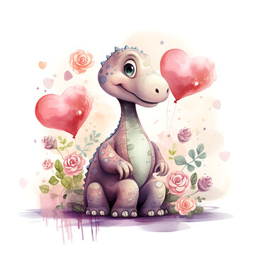 Watercolor brontosaurus illustration © artdesign