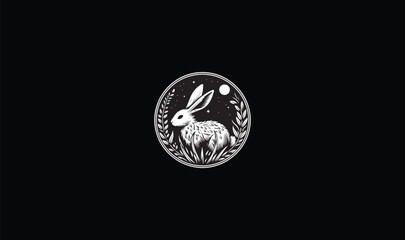 rabbit logo, rabbit round logo design