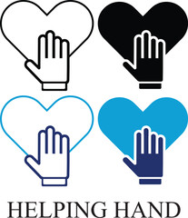 Helping Hand Colorful and black & white icon set. Editable icon Set of Charity and donation in line & fill style. High quality business icon set of charity