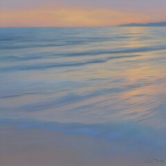 Fototapeta na wymiar The beach at sunset. Pastel colors in impressionist style. Beach illustration. 