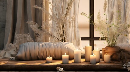 Soothing Serenity with Candles and Natural Textures