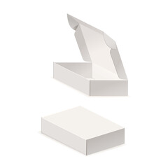 White Paper Boxes Mockup Design Showcasing Packaging Concept. Enhance Presentation With Realistic 3d Visuals
