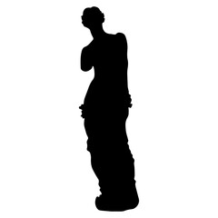 Statue of woman. Silhouette. Greek statue. Vector