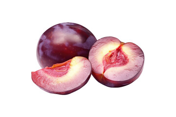 Fresh plum isolated on transparent background.	
