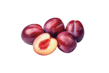 Fototapeta premium Fresh plum isolated on transparent background. 