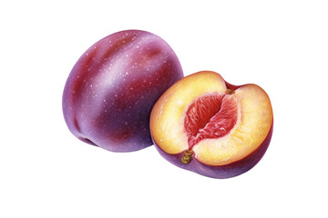 Fototapeta na wymiar Fresh plum isolated on transparent background. 