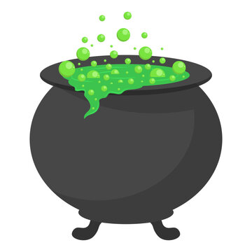Cauldron with magic potion. Vector illustration.