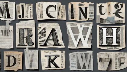 Newspaper clippings alphabet
