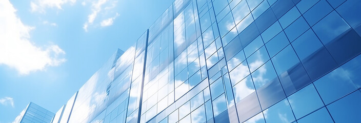 modern office building with glass and clouds