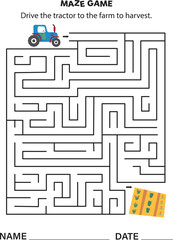Maze game tractor farm for children