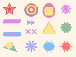 Y2K retro shapes sticker vintage 90s, 2000s style design elements