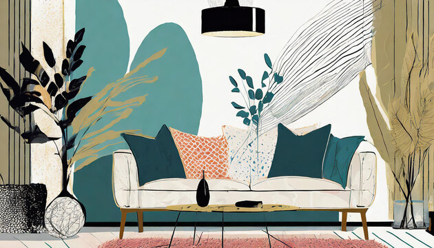 This Scandinavian-inspired interior, adorned with a chic sofa and trendy vase, exemplifies the art of minimalism, essential for a compelling home staging presentation.