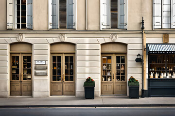 old typical french  village facade , charming boutique storefront 