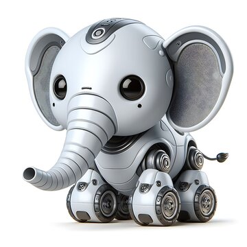 3d white elephant robot