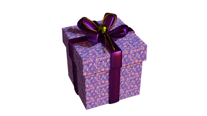 Purple decor gift box with ribbon transparent