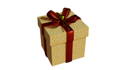 Yellow gift box with ribbon transparent