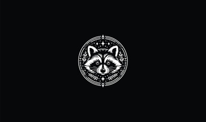 raccoon logo black background, raccoon design, raccoon art