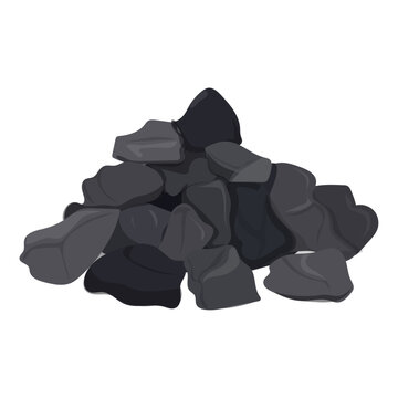 Black coal, vector illustration, basalt rocks and anthracite, charcoal pile