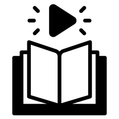 Open book and video play symbol.