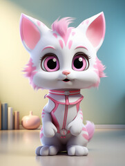 Dibujo infantil de un gato en 3D