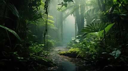 Obraz premium Beautiful tropical rainforest with copyspace.