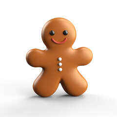 Gingerbread man simple 3D on white background created with Generative Ai