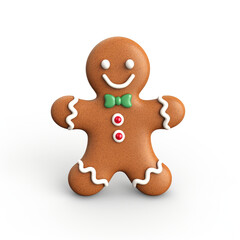 Obraz premium Gingerbread man simple 3D on white background created with Generative Ai
