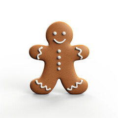 Gingerbread man simple 3D on white background created with Generative Ai