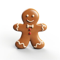 Gingerbread man simple 3D on white background created with Generative Ai