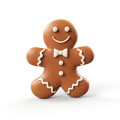 Obraz premium Gingerbread man simple 3D on white background created with Generative Ai