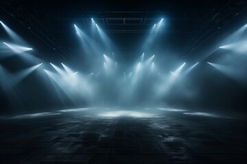 Stage Lights and background. Volumetric Stage Lights. - obrazy, fototapety, plakaty