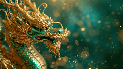 Obraz premium Green dragon, symbol of 2024 year 
