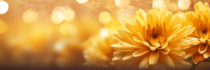 Yellow orange marigold on isolated bokeh background with text space in enchanting scene