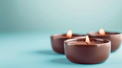 Obraz na płótnie Canvas chocolate scented candles on a mint background 