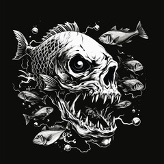  fish skull illustration design, ai generative
