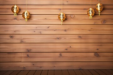 Chinese New Year decoration on wood wall with copy space, happiness, peace, riches and honour