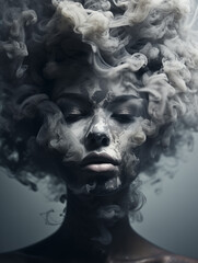 A face made of smoke #1 - obrazy, fototapety, plakaty