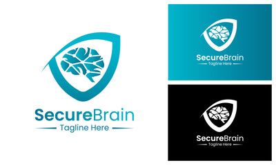 Secure Brain Logo Design Template. Brain Protect Logo Design.